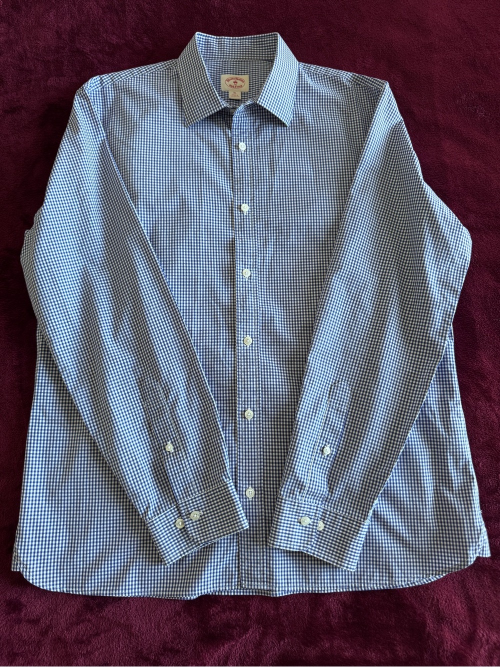 Brooks Brothers Red Fleece Shirt Long Sleeve Mens XL Blue White Button Up Casual